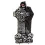 Halloween Kreuzgrabstein RIP, Steinoptik, Styropor, Sensenmann, LED, 60x29cm