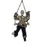Halloween Skelett BRUNO auf Knochen Schaukel mit schaurigen Geräuschen, Bewegungsfunktion, LEDs, 10x45x91cm