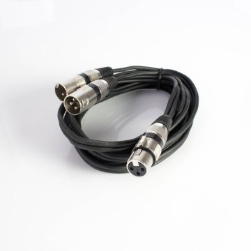Adapterkabel XLR female auf 2 x XLR male, 3 m, schwarz