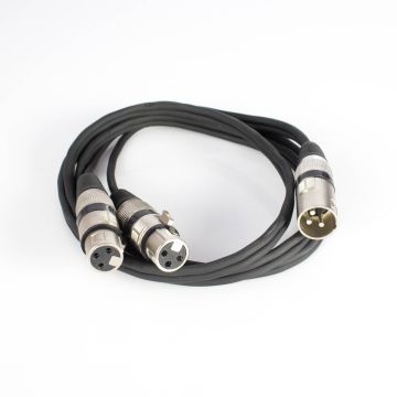Adapterkabel XLR male auf 2 x female XLR, 1,5 m, schwarz