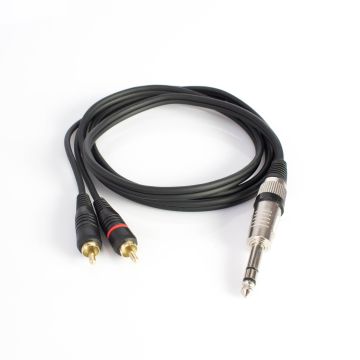 Verbindungskabel Klinke stereo male auf 2 x male Cinch, 1,5 m