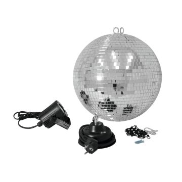 Discokugel-Set NIGHT FEVER mit silberner Kugel und LED-Punktstrahler, Ø 30cm
