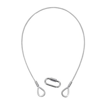 Sicherungsseil IGUMA mit Schnellverbinder, Länge: 60cm, Sicherung bis 5kg, silber