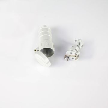 Stromkabelkupplung / Schutzkontakt mit Deckel, schlagfest, weiß, IP54