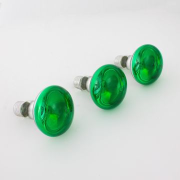 Set 3 x farbige Lampe R80 230V / 60W zur Partybeleuchtung, Sockel E-27, grün