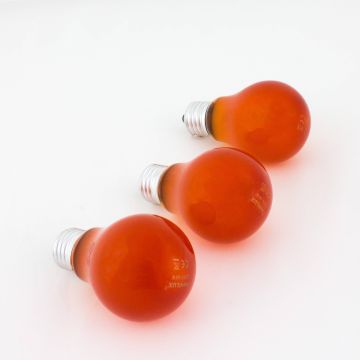 Set 3 x Farbleuchtmittel A19 230V / 40W zur Partybeleuchtung, Sockel E-27, orange