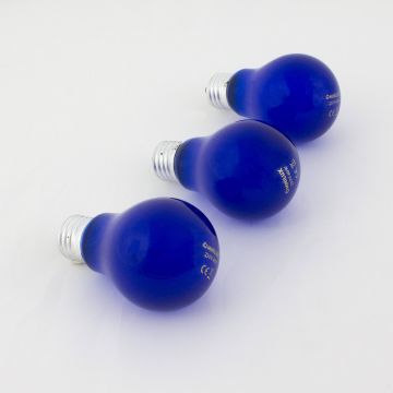 Set 3 x Farbleuchtmittel A19 230V / 40W zur Partybeleuchtung, Sockel E-27, blau