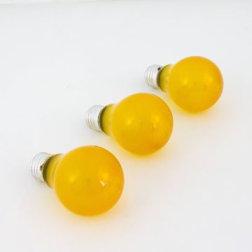 Set 3 x Farbleuchtmittel A19 230V / 40W zur Partybeleuchtung, Sockel E-27, gelb