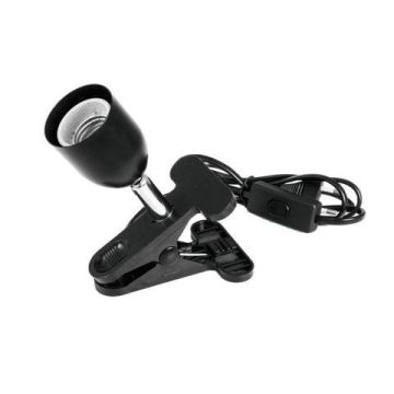 Klemmspotfassung für Leuchtmittel mit E-27 Sockel, anschlussfertig mit 1,5m Stromkabel & Schalter, max. 60W