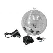 Discokugel-Set NIGHT FEVER mit silberner Kugel und LED-Punktstrahler, Ø 30cm