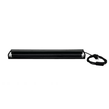 Schwarzlichtlampe, Set aus schwarzer Metallhalterung & UV-Röhre 230V / 20W, 60cm, Sockel G-13, T8 = Ø 26mm, anschlussfertig