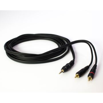 Adapter Kabel 3,5er Klinke auf 2 x Cinch, 6 m, schwarz