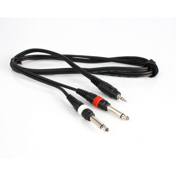 Adapter Kabel 3,5 mm Klinke male auf 2 x Klinke, 1,5 m, schwarz
