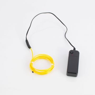 Leuchtkabel mit Batteriefach Ø 2mm, 2m, gelb, mit Batterien