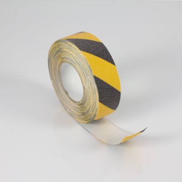 Markierungsband aus PVC, rutschhemmend R13, gelb / schwarz 18,3m x 50mm