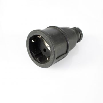 Stromkabelkupplung / Schutzkontakt, gummi, robust, schwarz, IP20
