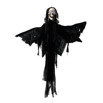 Halloween Todesengel Skelett CURTIS mit Flügeln, Grusellach und Bewegungsfunktion, LEDs, 165cm