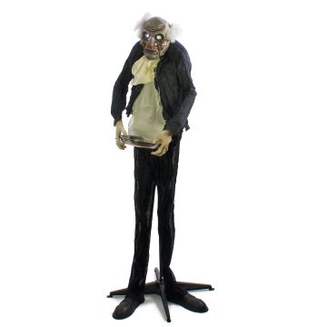 Halloween Greis GODRIC als Kellner mit schaurigen Geräuschen, Bewegungsfunktion, LEDs, 164cm