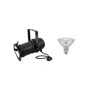 Schwarzer PAR-30 Spot mit LED Leuchtmittel 230V / 11W / Sockel E-27 / 6500K