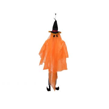 Halloween Geist JEGOR mit Hexen-Hut, LEDs, orange, 150cm