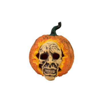 Halloween Kürbis QUAX mit Zombiegesicht, orange, LED, Ø26cm