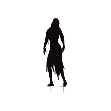 Halloween Silhouette Frau SPOOKY ZOMBIE, Metall, schwarz, 135cm